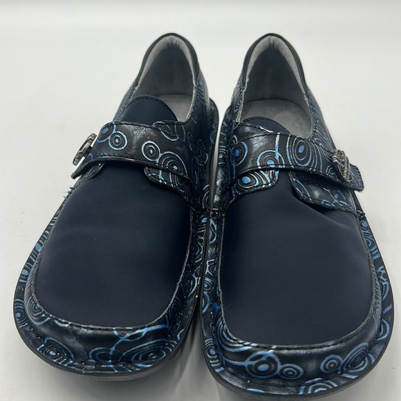 ALEGRIA DEN WOMEN SIZE 37 CLOGS LEATHER NAVY BLUE - Picture 2 of 11